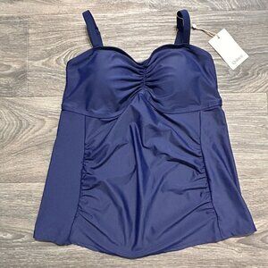 NWT Quince Medium Maternity Tankini Top Swim Swimsuit Navy Bathing Suit Italian